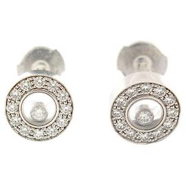 PENDIENTES CHOPARD HAPPY DIAMONDS ICONS 833087 ORO BLANCO & DIAMANTES Plata