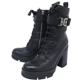 CHAUSSURES GIVENCHY BOTTINES CUIR TERRA NOIR BE603QE1AU 40 COMBAT BOOTS Noir