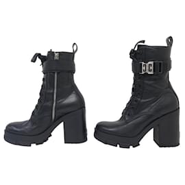 Givenchy-GIVENCHY SHOES BLACK TERRA LEATHER ANKLE BOOTS BE603QE1AU 40-Black