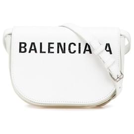 Balenciaga-Balenciaga Ville Day Bag Leather Shoulder Bag-White