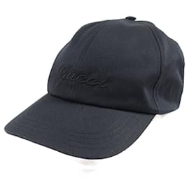 Gucci-Boné de algodão com logo bordado à mão Gucci-Preto
