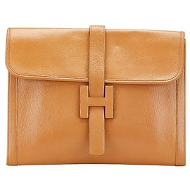 Hermès Clutch in pelle Hermes Jige GM Marrone