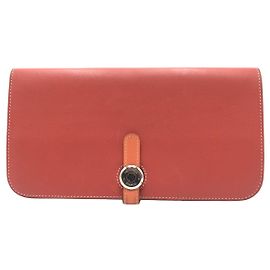 Hermès Hermes Dogon Long Leather Long Wallet Red