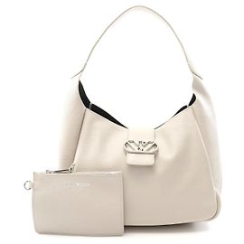 Bolsa hobo de couro com fivela de águia Emporio Armani Marrom Bege