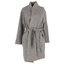 Iro Belted Wrap Coat in Grey Wool Grey