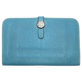 Hermès Hermes Dogon GM Togo Long Wallet Blue