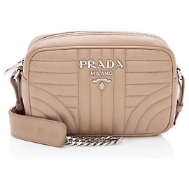 Bolsa transversal Diagramme em couro de bezerro Prada Marrom Bege