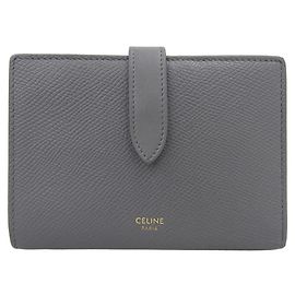 Céline Carteira média com alça de couro cinza Celine Marrom