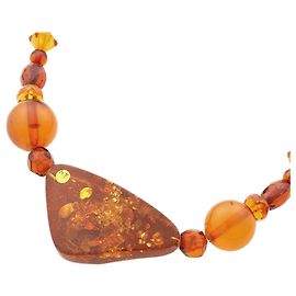 Autre Marque Colar de âmbar genuíno sem marca Laranja