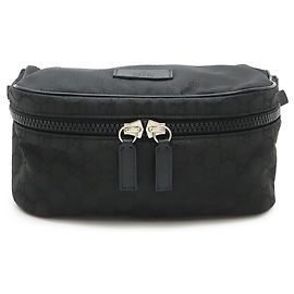 Borsa a tracolla in nylon GG Gucci Marrone Nero