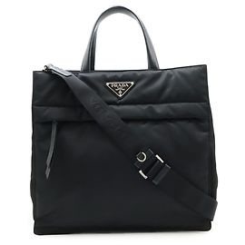 Prada Tessuto + Vitello Triangle Schultertasche Schwarz