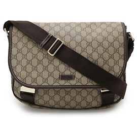 Gucci GG Supreme Plus Schultertasche Beige Dunkelbraun