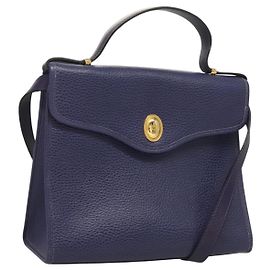 Sac à main en cuir Christian Dior 2 voies or violet gris Auth BA3306 Doré Violet foncé