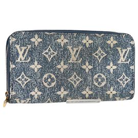 LOUIS VUITTON Monogram Jaguar Zippy Wallet Portafoglio Blu M81226 LV Auth 127708A Blu