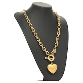 Givenchy-GIVENCHY Heart Necklace metal Gold Auth SW944-Golden