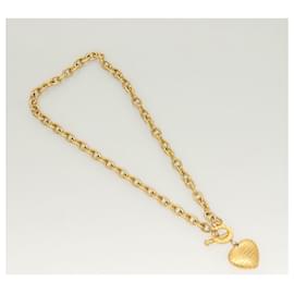Givenchy-GIVENCHY Heart Necklace metal Gold Auth SW944-Golden
