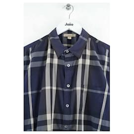 Burberry-Cotton shirt-Navy blue