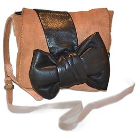 Bolsa transversal See by Chloé couro e lona marrom preto Marrom Preto