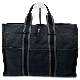 Bolso de compras vintage Hermès de algodón negro Negro
