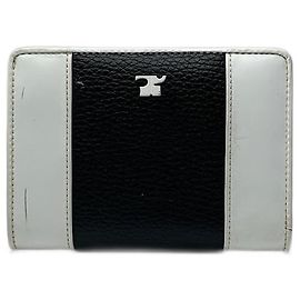 Vintage Courreges Leather wallet Black white Black