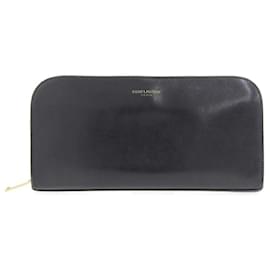 Yves Saint Laurent Saint Laurent Leather Round Zip Wallet Black Black