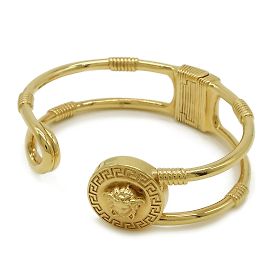 Bracciale a bangle con spilla di sicurezza Medusa Versace D'oro