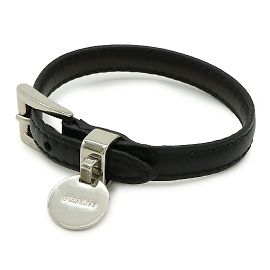 Pulseira charm Prada em couro preto Preto