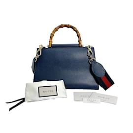 Bolsa Gucci em bambu azul e couro Azul