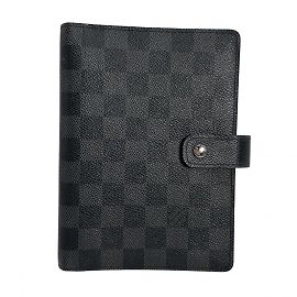 Louis Vuitton Damier Graphite Agenda MM Planner Cover Brown Black