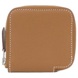 Estojo de moedas em seda WILD da Hermès Dourado Metálico