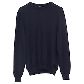 Balenciaga-Balenciaga Back Logo Sweater in Navy Blue Wool-Blue,Navy blue