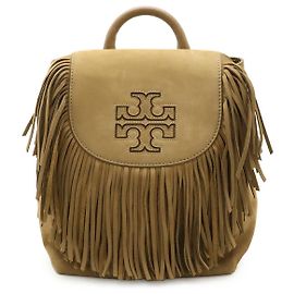 Tory Burch Official Unnamed Suede Leather Backpack Brown Beige
