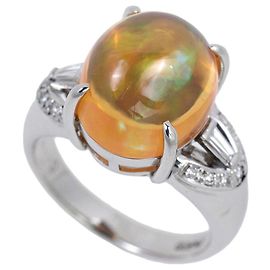 Autre Marque Platinum Pt900 Opal Ring with Diamonds White