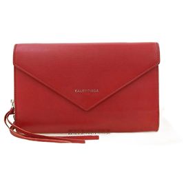 Balenciaga Leather Zip Around Wallet Red Red
