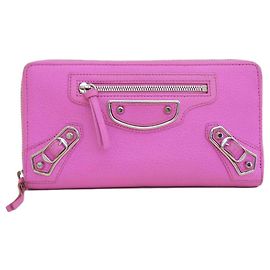 Balenciaga Classic Metallic Edge Continental Wallet Pink