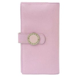 Bulgari Bvlgari Leather Long Wallet Pink Pink