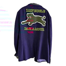 Gucci-GUCCI Tailored Jacket Navy Panther Back Patch-Blue