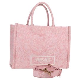 Sac tote en toile VERSACE Athena Barocco 2way rose Auth BA3157M Rose