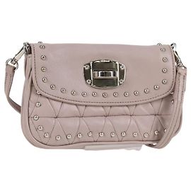 Bolsa de ombro de couro Miu Miu Studs Chain rosa prata autêntica 130159V Prata Rosa