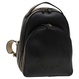 Autre Marque Stella MacCartney Backpack Leather Black Gold 594165 Auth BA3320 Black Golden