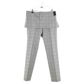 Comme Des Garcons Calça reta de lã Cinza