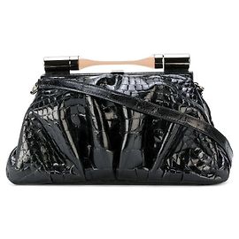 Borsa a spalla in pelle di serpente nera Giorgio Armani - anni 2000 Nero