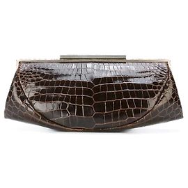 Clutch de couro de crocodilo marrom Giorgio Armani Marrom