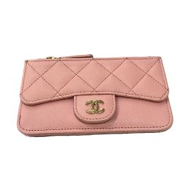 Monedero de piel de ternera granulada rosa Chanel Rosa