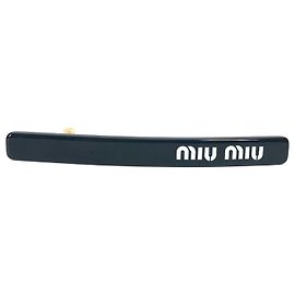 Fermaglio per capelli con logo Miu Miu Nero Bianco