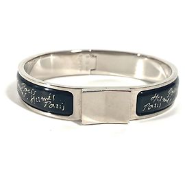 Hermès Hermes Black and Silver Metal Bangle Black Silvery