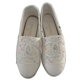 Chanel Espadrilles White Cloth Size 36 White