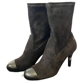 Chanel Ankle Boots Black Suede Black