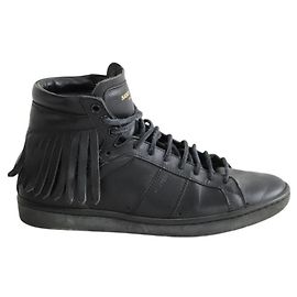 Saint Laurent Leder-Sneaker schwarz Schwarz