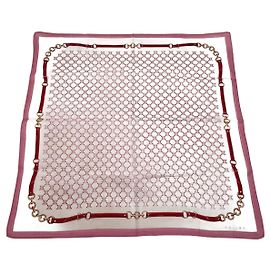 Céline Sciarpa vintage Celine Triomphe Monogramma bianca rosa Rosa